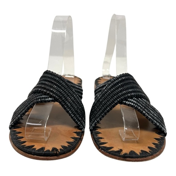 Jenni Kayne Raffia Crossover Black Slip On Casual Slide Sandals Women’s 38 - Picture 4 of 16